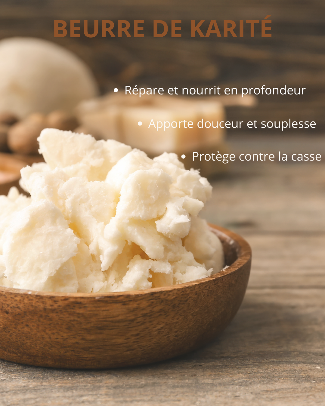 “Beurre de karité naturel, nourrissant et réparateur pour cheveux secs, crépus et bouclés”