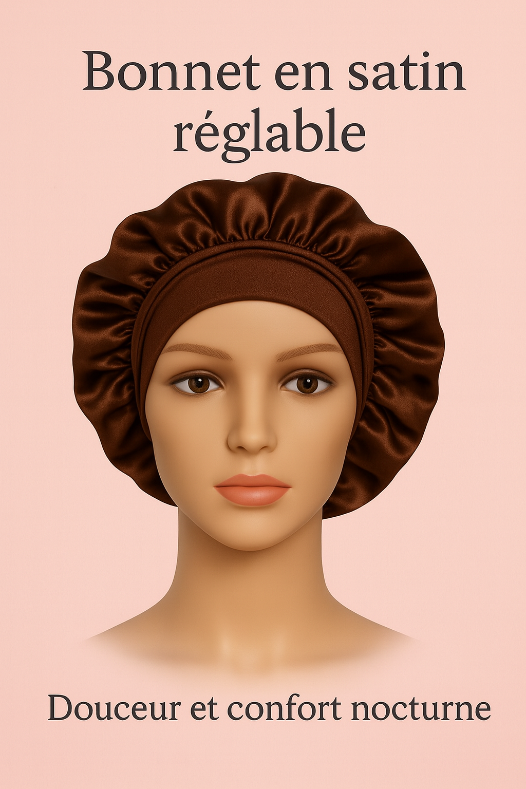 Bonnet à effet satiné réglable avec nœud – Confort & élégance