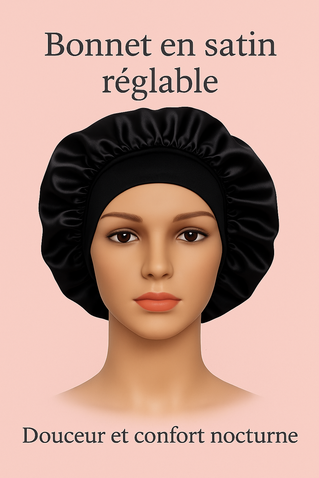 Bonnet à effet satiné réglable avec nœud – Confort & élégance