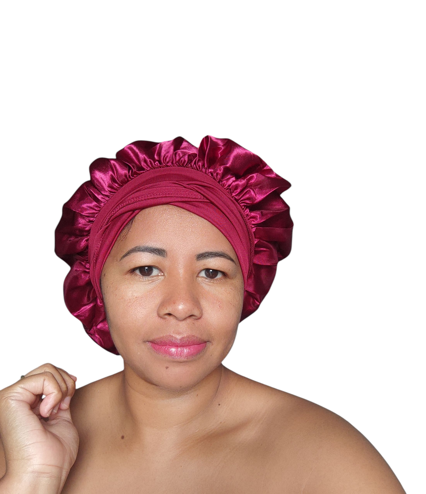 Bonnet à effet satiné réglable avec nœud – Confort & élégance