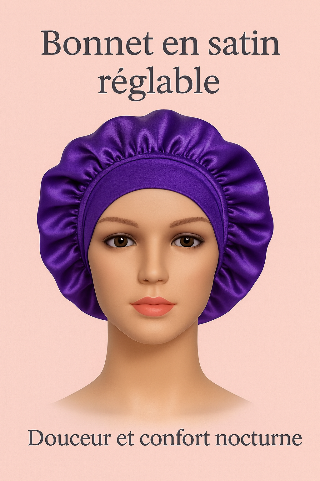 Bonnet à effet satiné réglable avec nœud – Confort & élégance