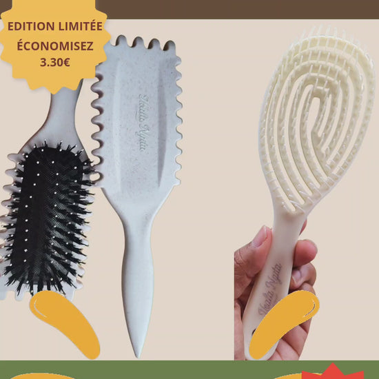 Duo brosses cheveux bouclés & crépus : démêlage facile et boucles définies. Routine complète à 16,50 € au lieu de 19,80 €
