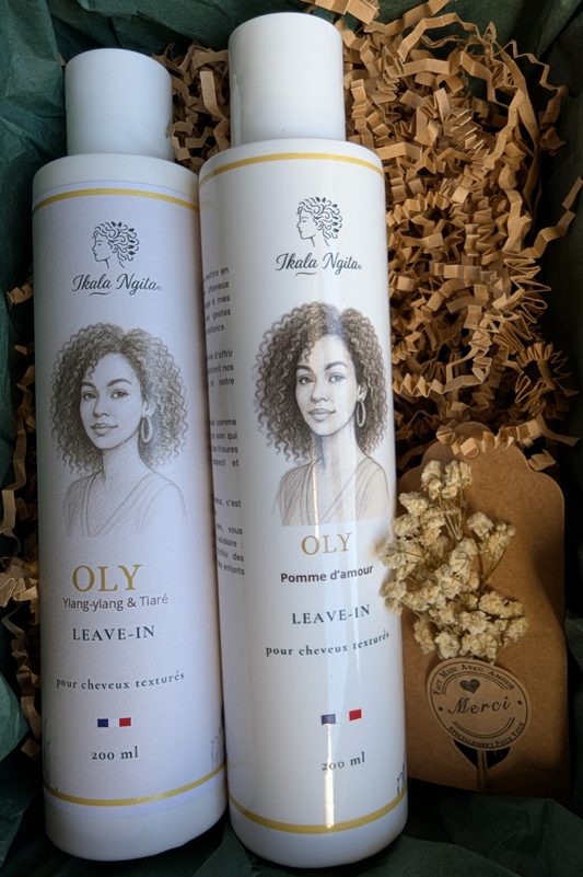 Duo Hydratation Ikala Ngita avec deux leave-in Oly pour hydrater les cheveux texturés